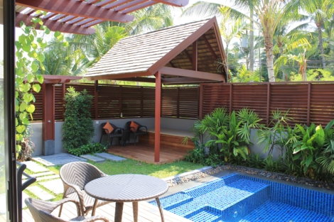 Private pool and deck and gazebo and outdoor shower